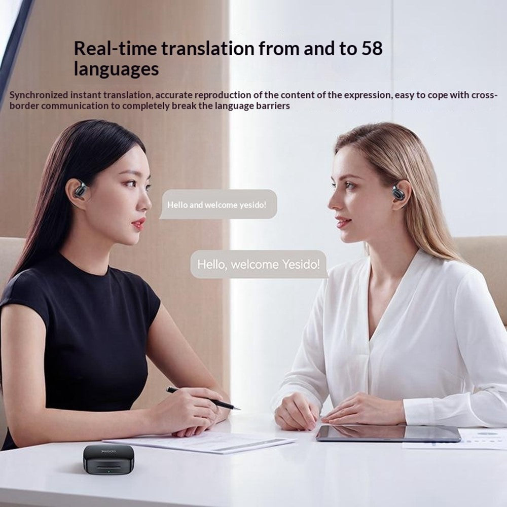 YESIDO YSP33 AI Oversættelses-Earbuds Ørekrog Bærbar Real Time Bluetooth-kompatibel 5.4 Åbne Øre-Hovedtelefoner