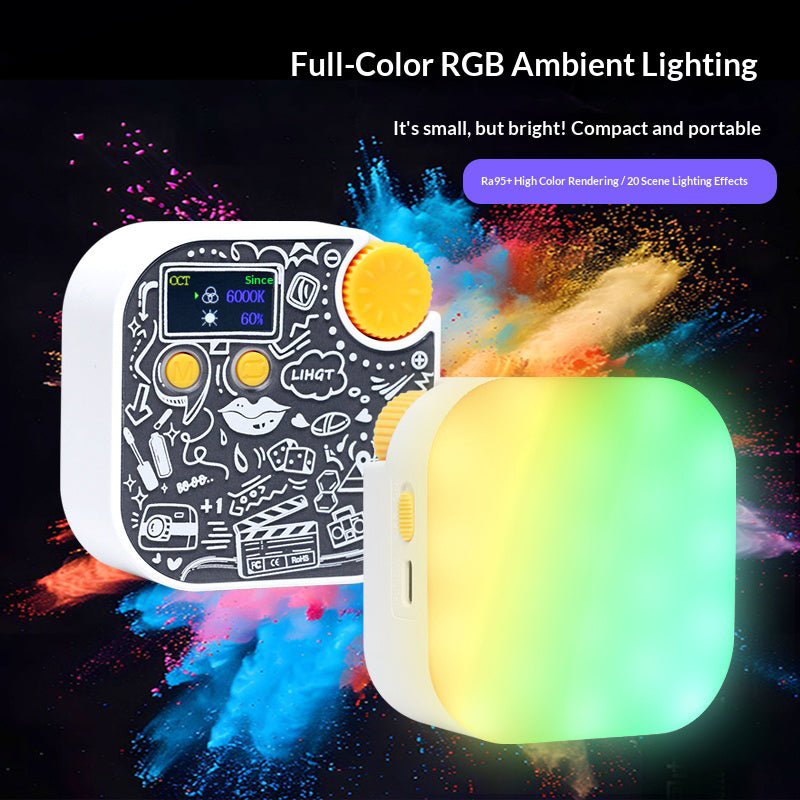 YONGEER TV-10RGB Mini RGB Fill Light 2500K-9900K Magnetic Adjustable LED Video Light for Photography