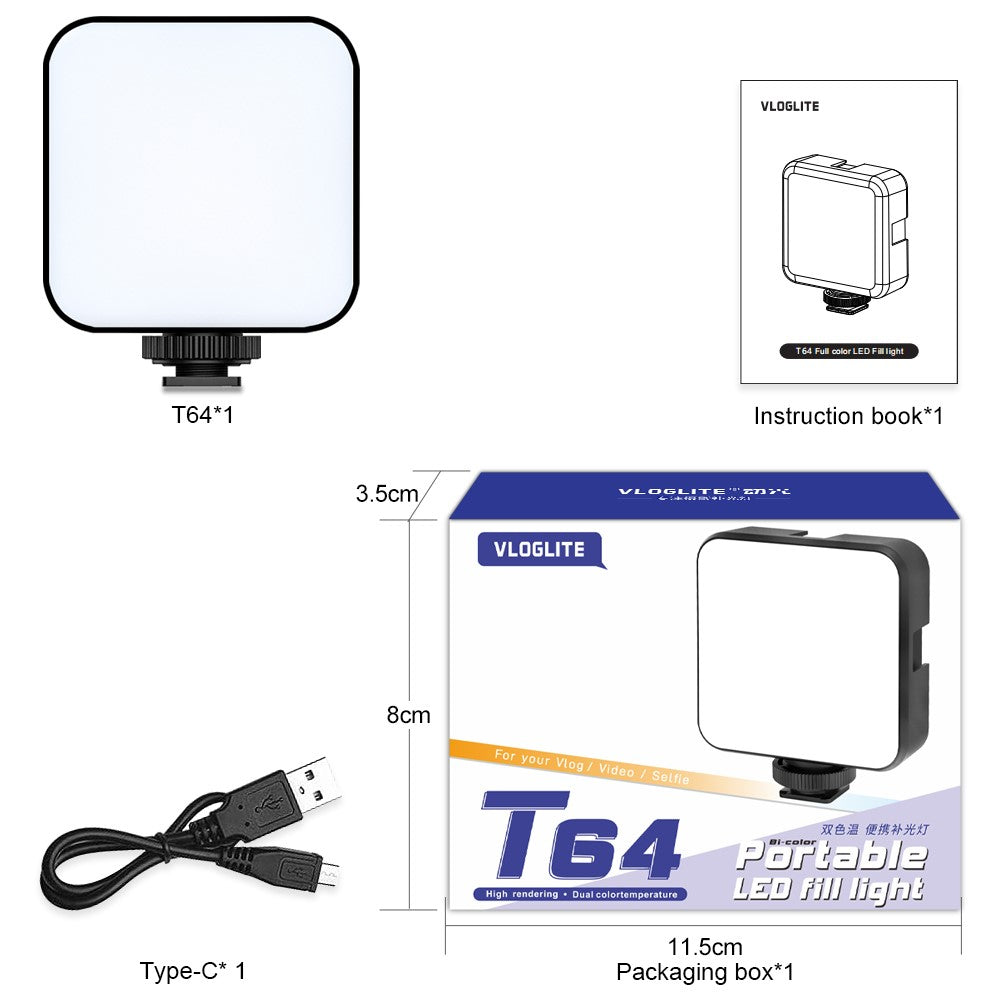 VLOGLITE T64 Portable Cell Phone Video Fill Light Photography Beauty Light Small LED Fill Light