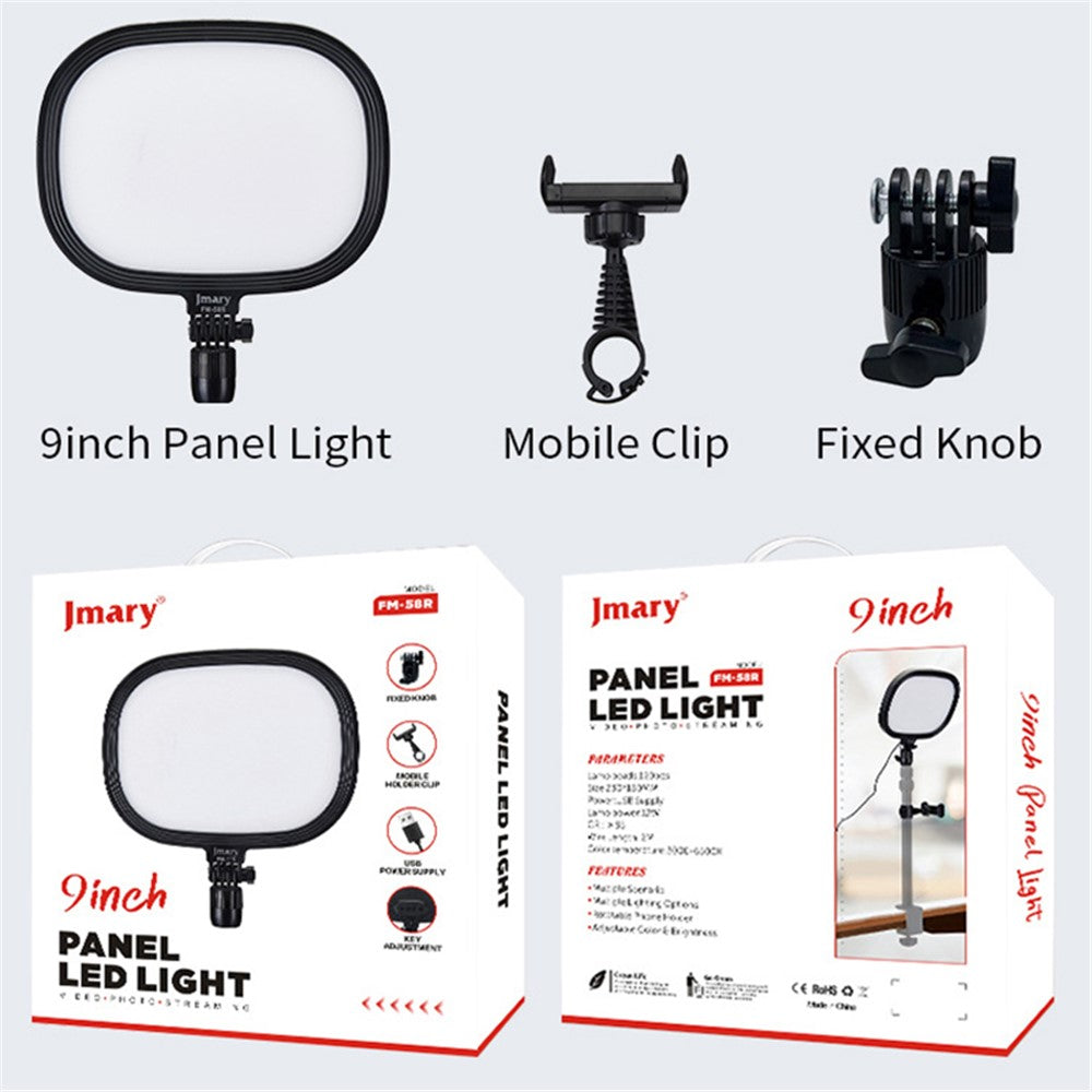 JMARY FM-58R Photography Fill Light 180-Degree Rotatable 9-inch LED Light for Live Streaming