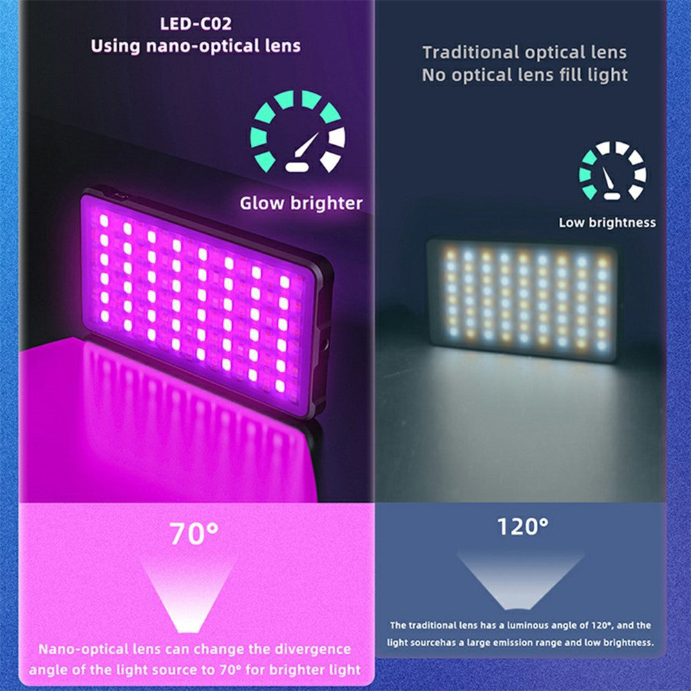 C02 Full Color RGB Video Light 24 Effects Dimmable Pocket Fill Lamp for Live Broadcast