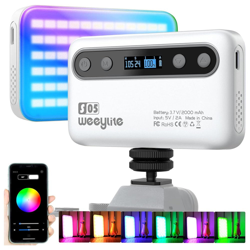 WEEYLITE S05 RGB LED Video Light App Control Portable Fill Light for Live Streaming / Photography