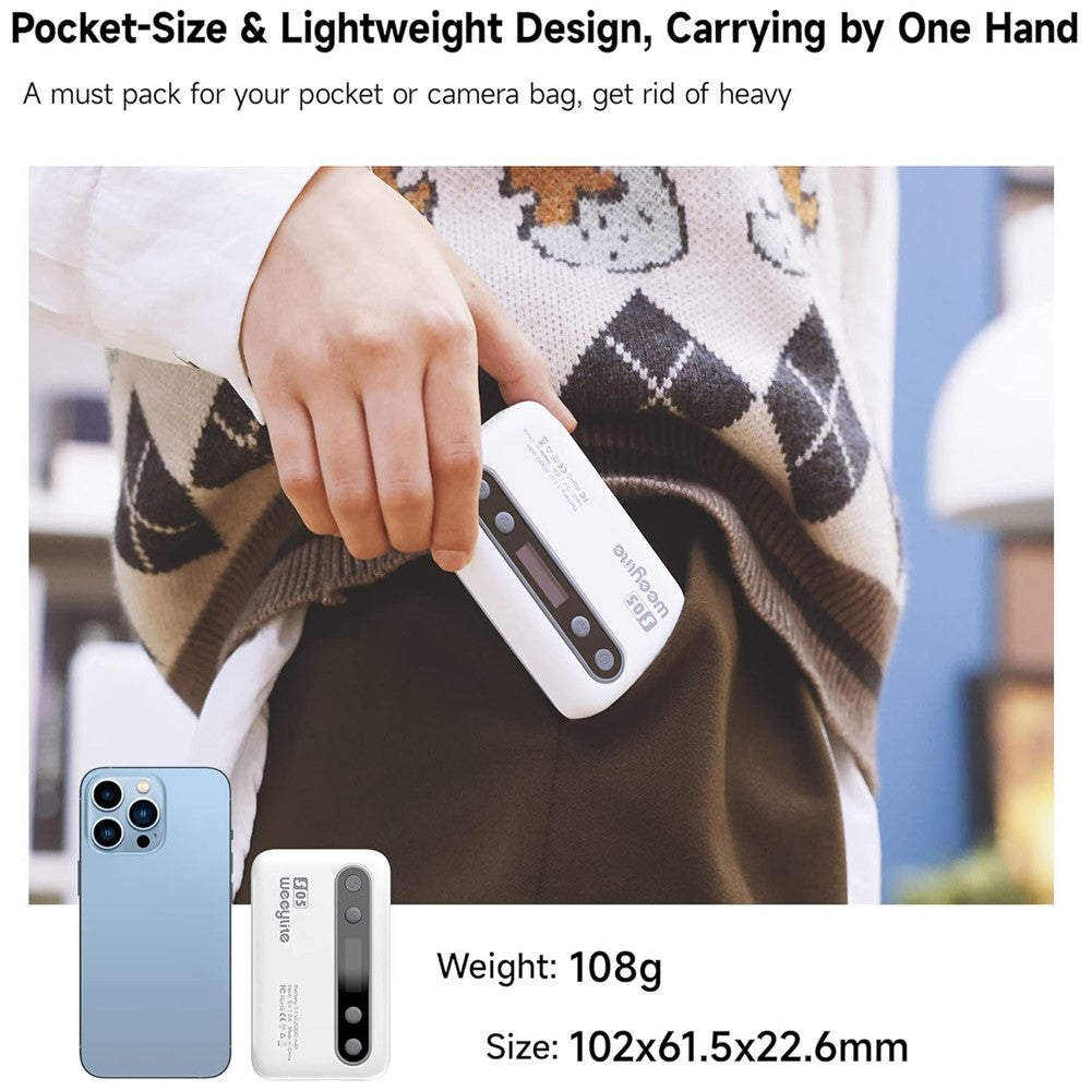 WEEYLITE S05 RGB LED Video Light App Control Portable Fill Light for Live Streaming / Photography