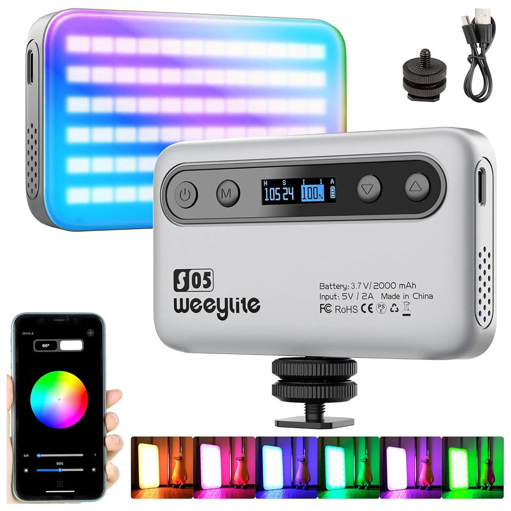 WEEYLITE S05 RGB LED Video Light App Control Portable Fill Light for Live Streaming / Photography