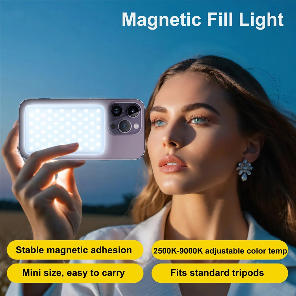 JMARY FM-168R Magnetic Phone Fill Light Dual Color Temperature 160 LED Beads Portable Video Light