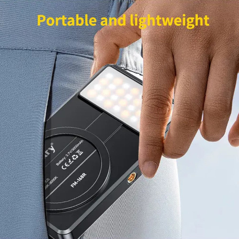JMARY FM-168R Magnetic Phone Fill Light Dual Color Temperature 160 LED Beads Portable Video Light