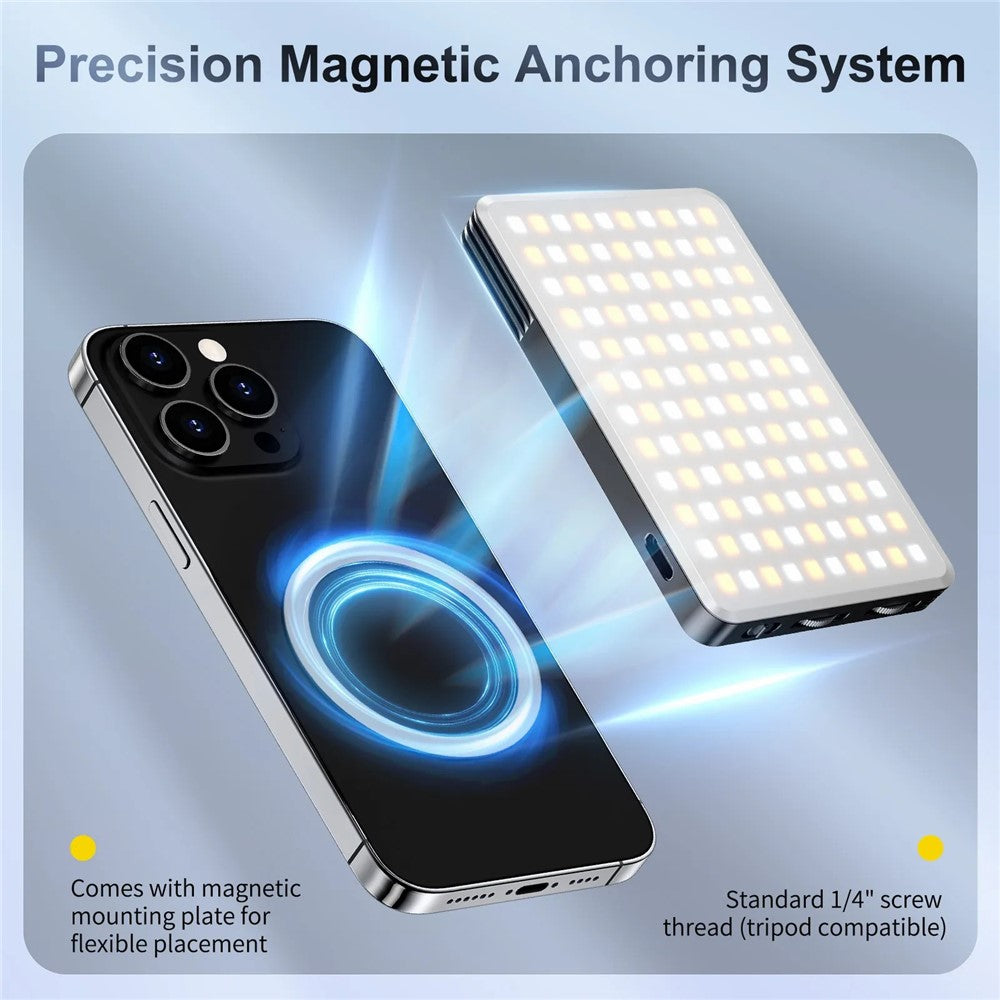 JMARY FM-168R Magnetic Phone Fill Light Dual Color Temperature 160 LED Beads Portable Video Light