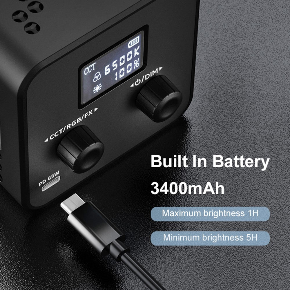 VLOGLITE P40RGB 40W COB RGB Videolys 2500K-6500K 20 Effektilstande Studie Videolampe til Fotografering Livestreaming