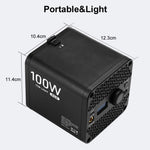 VLOGLITE P100RGB 100W COB Video Light 2700K-6500K CRI96+ Rechargeable Studio Lighting Wireless Photography Lamp