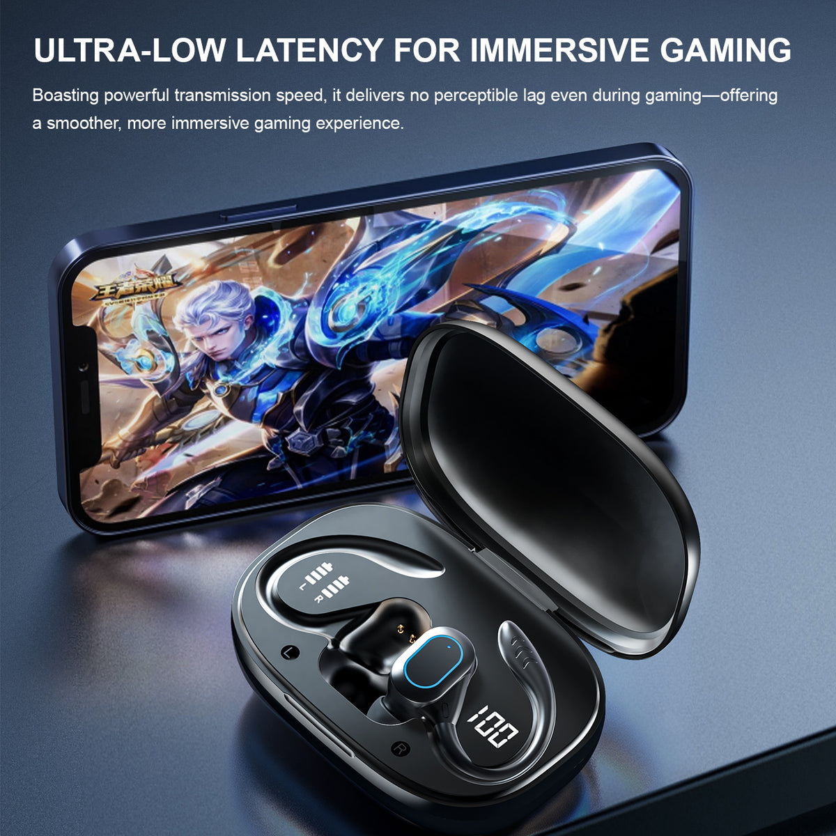 XH13 Bluetooth-compatible Ear-hook In-Ear Earbuds 60ms Low Latency Gaming Sports Earbuds