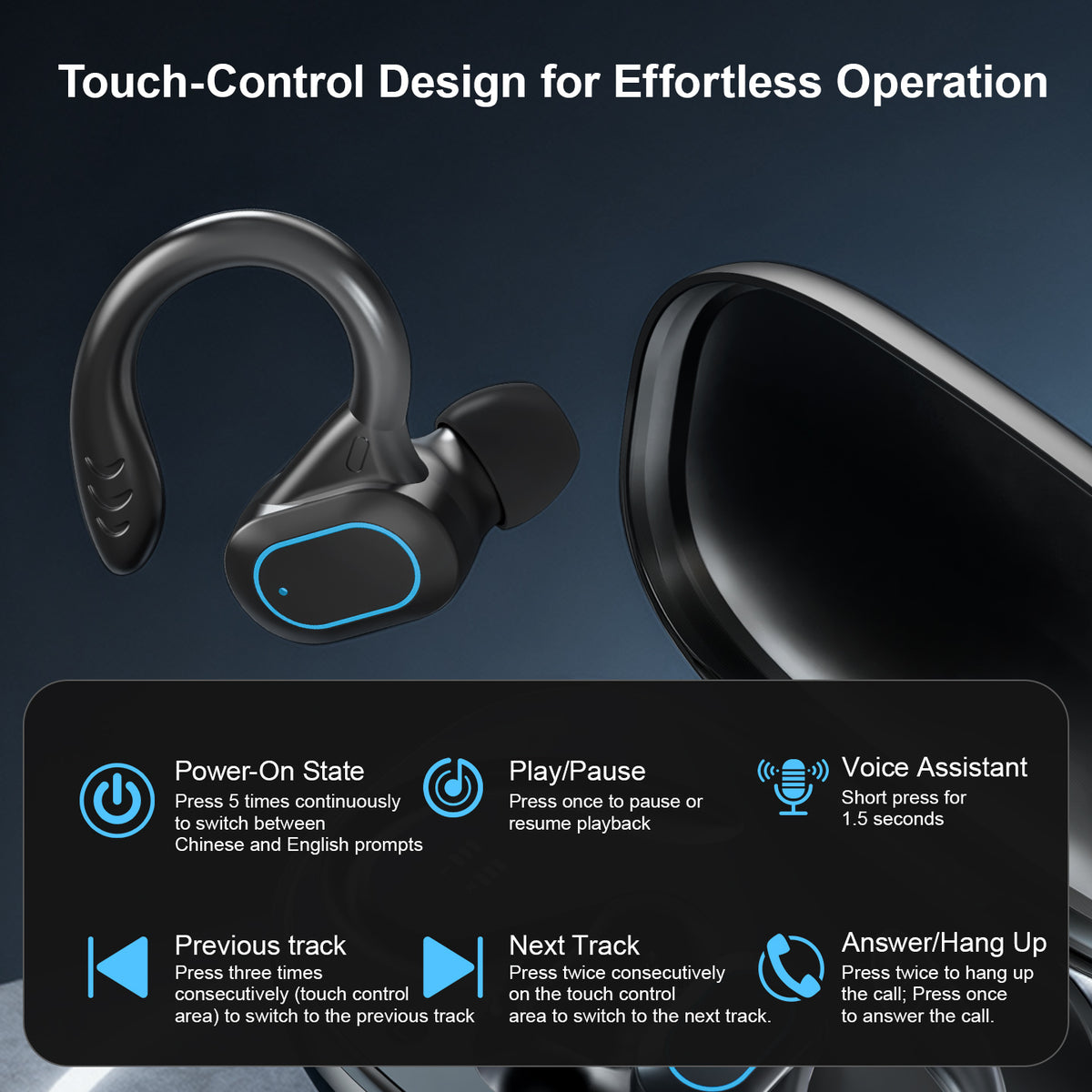 XH13 Bluetooth-compatible Ear-hook In-Ear Earbuds 60ms Low Latency Gaming Sports Earbuds