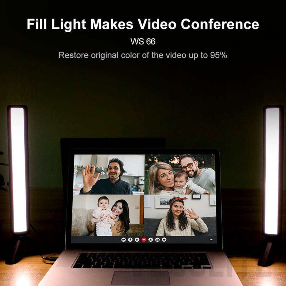 VLOGLITE WS66 Videokonferencebelysning med stativ LED Webcam Streaming-lys Bærbar computerlampe til selvudsendelse livestreaming