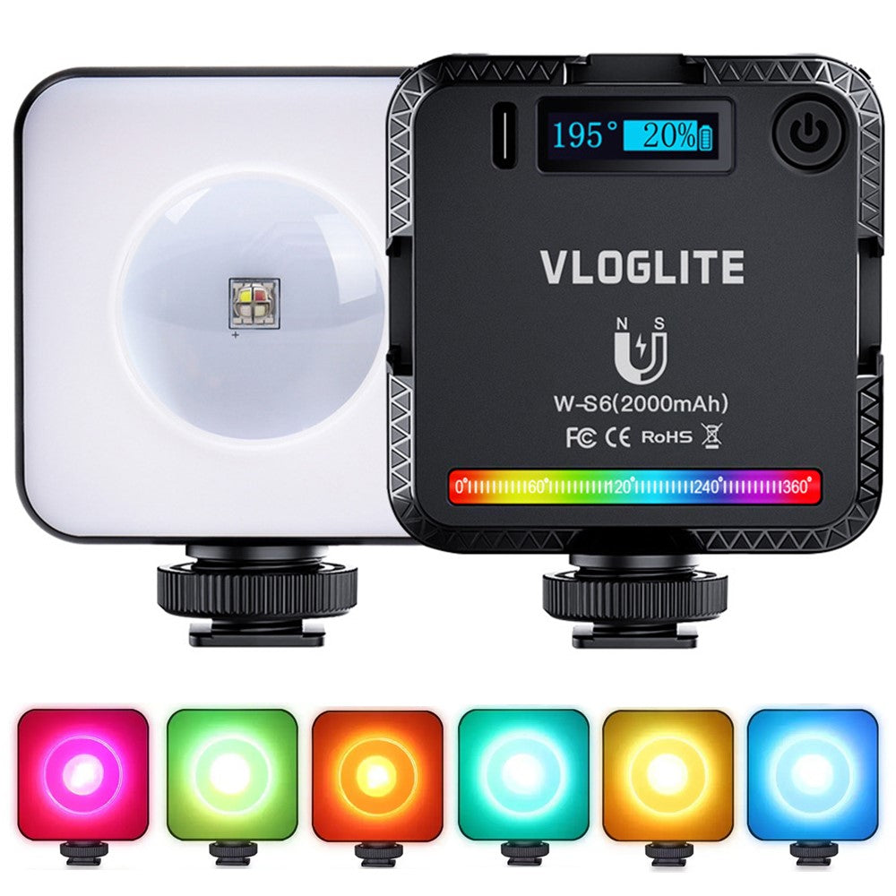 VLOGLITE W-S6 Full Color RGB LED Photography Light Camera Light Sunset Atmosphere Lamp Magnetic Mini Fill Light