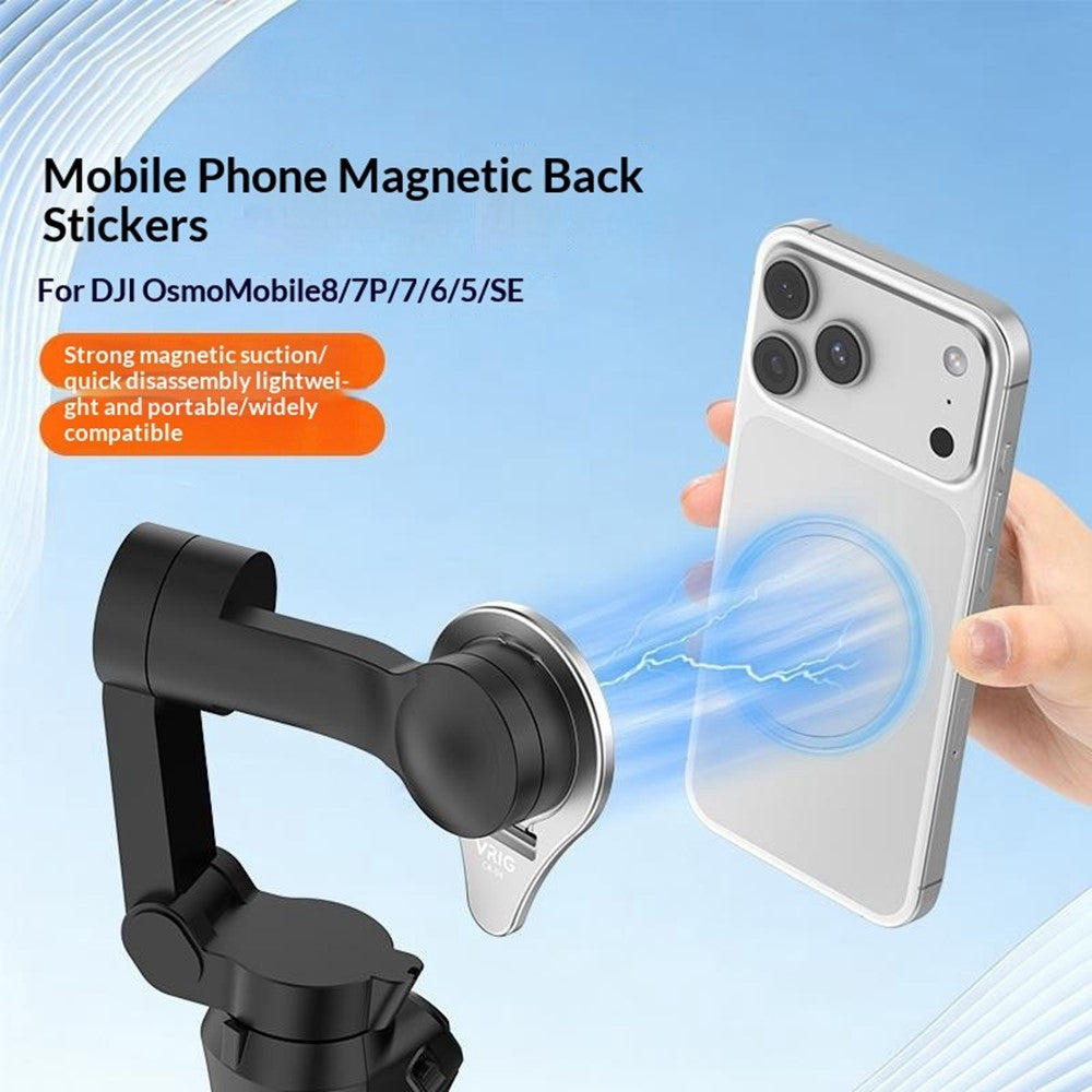 VRIG CA-04 Magnetic Quick Release Back Sticker Mount Stand for DJI Osmo Mobile 8  /  7P  / 7  /  6  /  5  /  SE Aluminum Alloy Portable Stabilizer Mount