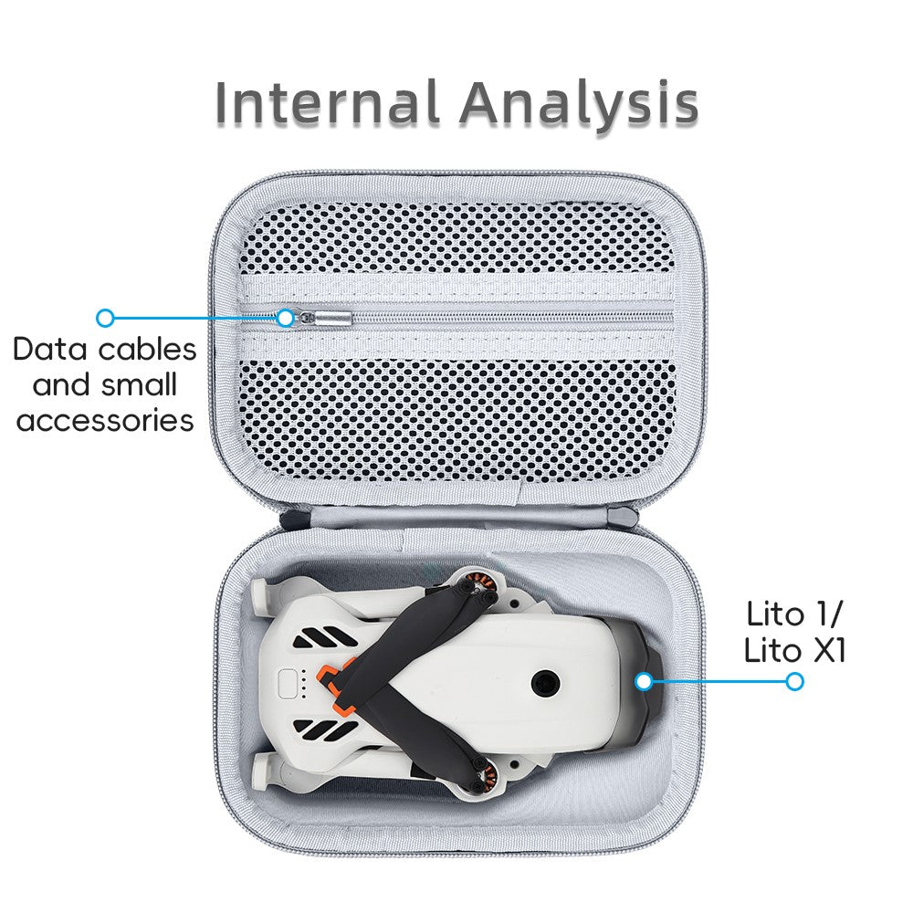 Til DJI Lito 1 / Lito X1 Opbevaringstaske PU + Lycra Drone Bærbar Transporttaske med Netlomme og Lynlåslukning