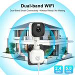 K90 Dual-Lens Window Security Camera 2K Dual-Band WiFi Two-Way Audio Human Detection for Glass Windows (without TF Card)