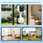 K90 Dual-Lens Window Security Camera 2K Dual-Band WiFi Two-Way Audio Human Detection for Glass Windows (without TF Card)