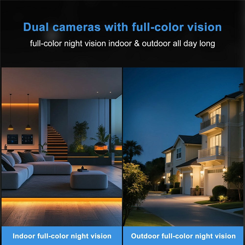 K90 Dual-Lens Window Security Camera 2K Dual-Band WiFi Two-Way Audio Human Detection for Glass Windows (without TF Card)