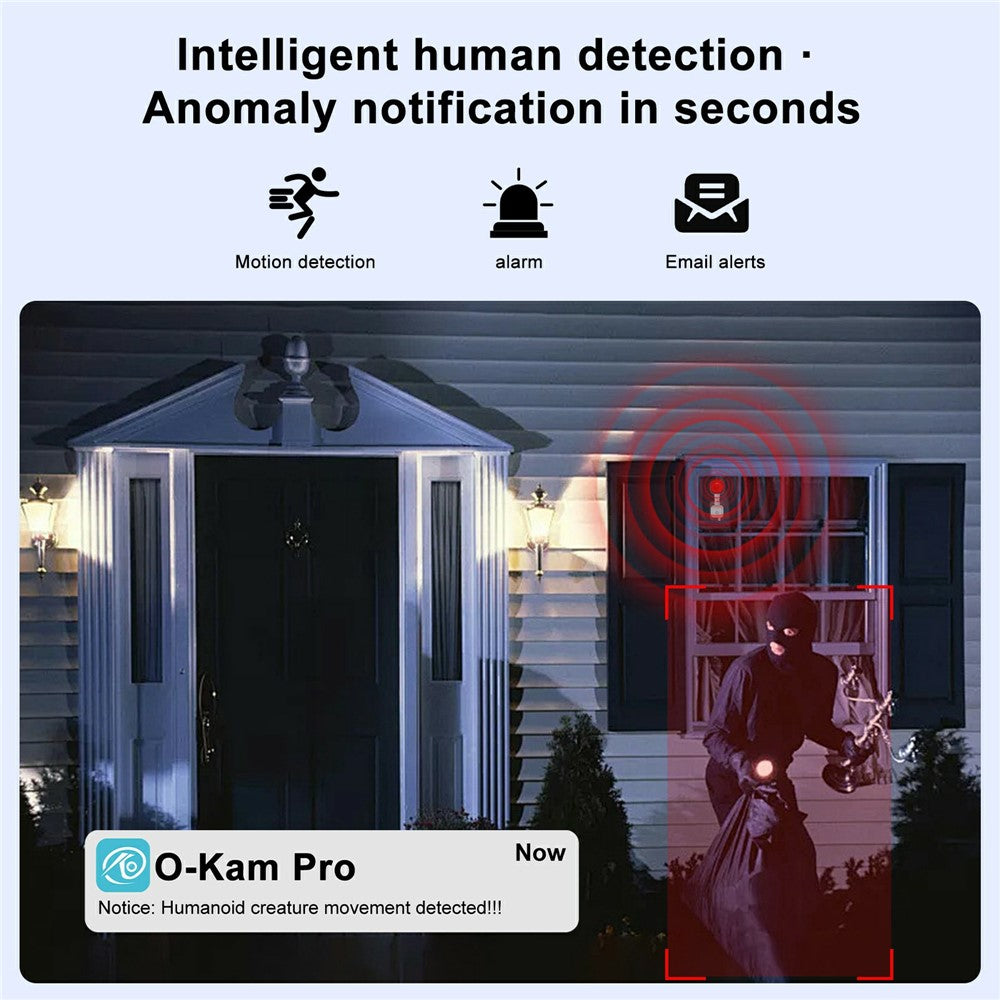 K90 Dual-Lens Window Security Camera 2K Dual-Band WiFi Two-Way Audio Human Detection for Glass Windows (without TF Card)
