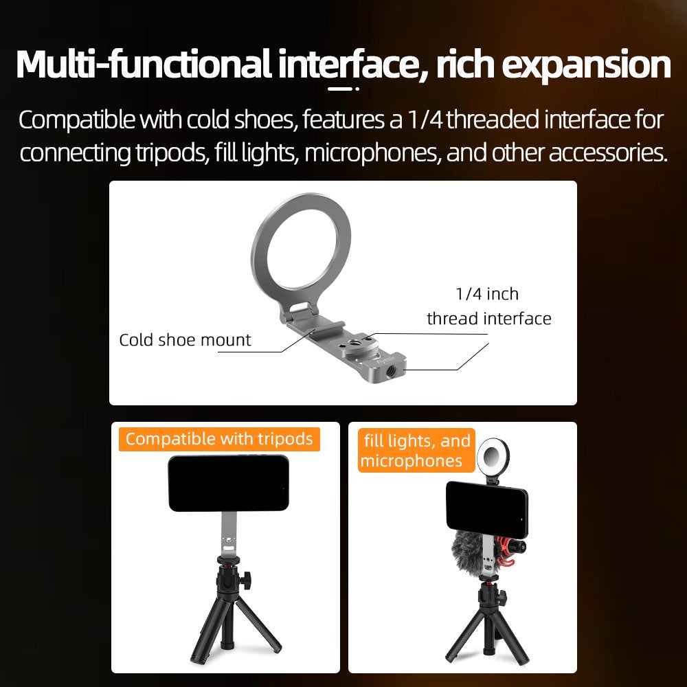 FLYMILE Magnetic Foldable Stand Phone Back Aluminum Alloy Horizontal / Vertical Support Bracket