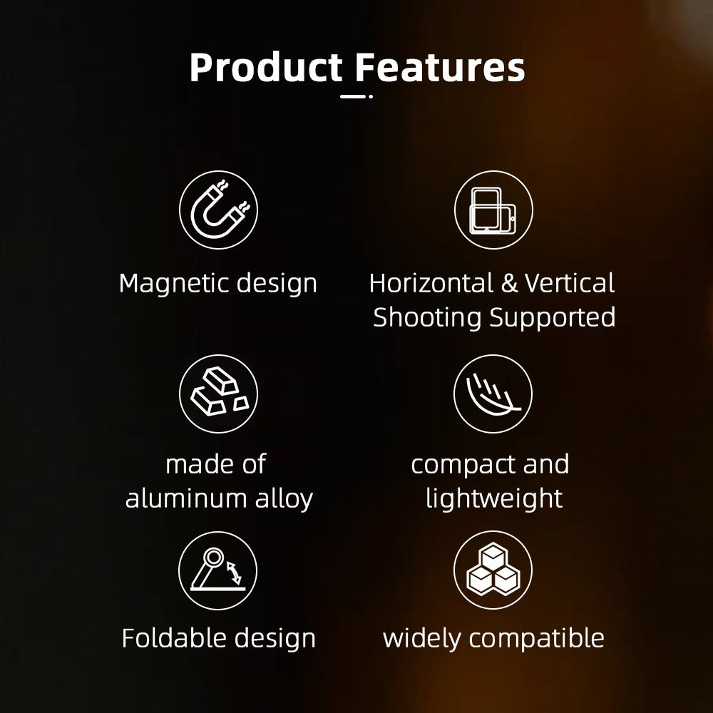 FLYMILE Magnetic Foldable Stand Phone Back Aluminum Alloy Horizontal / Vertical Support Bracket