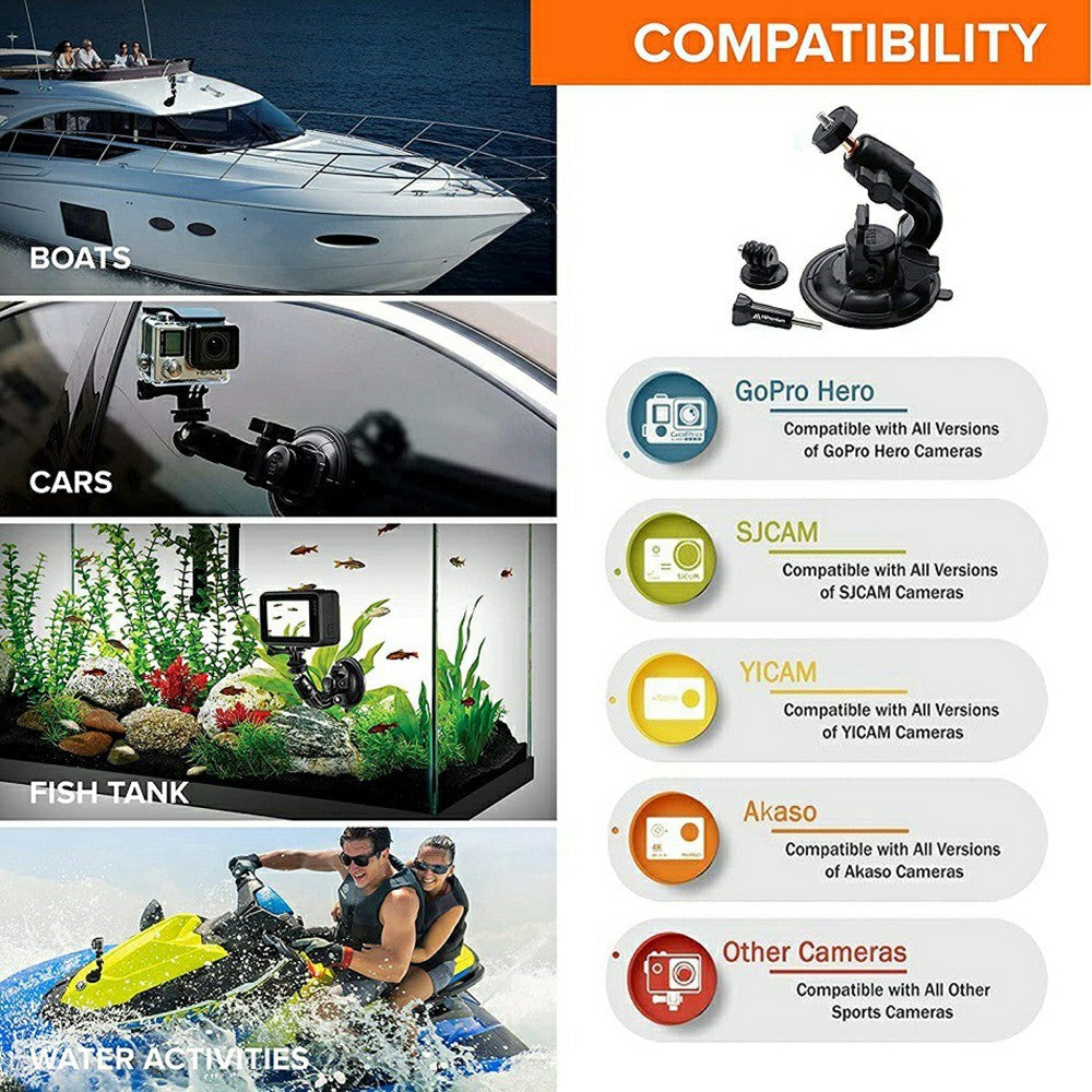 Car Phone Holder 2-in-1 Strong Suction Cup Stand Multi-angle Adjustable Mount with Phone Clamp for Dashboard Windshield