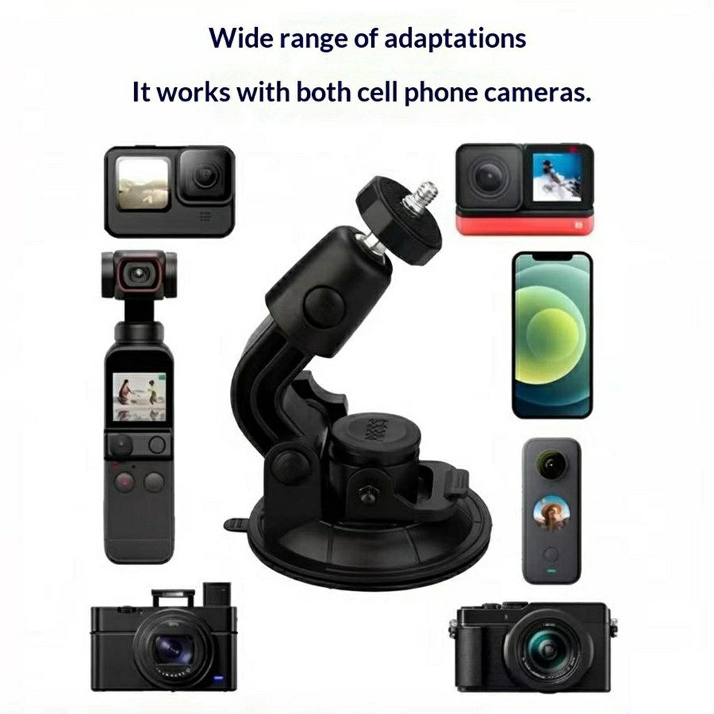 Car Phone Holder 2-in-1 Strong Suction Cup Stand Multi-angle Adjustable Mount with Phone Clamp for Dashboard Windshield