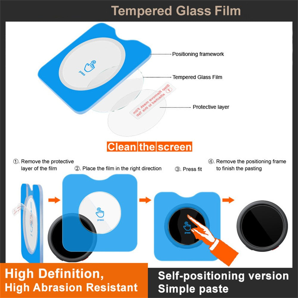 IMAK For Insta360 Mic Pro Tempered Glass Screen Protector Self-positioning Film