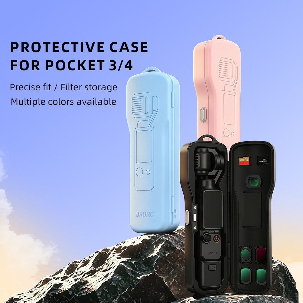 BRDRC Protective Case for DJI Osmo Pocket 4 / Pocket 3 ABS + Silicone Shock-Absorbing Storage Case with Wrist Strap