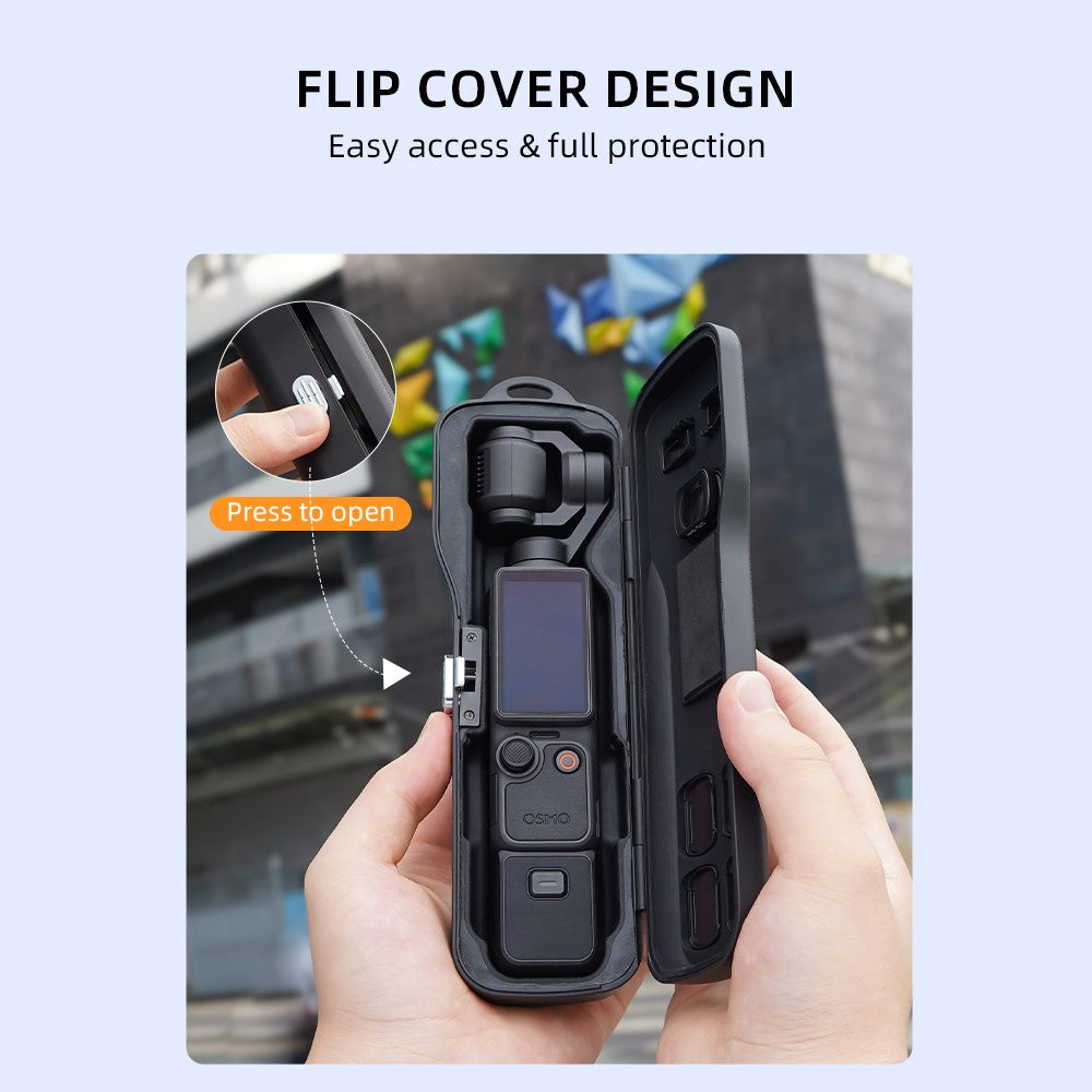 BRDRC Protective Case for DJI Osmo Pocket 4 / Pocket 3 ABS + Silicone Shock-Absorbing Storage Case with Wrist Strap