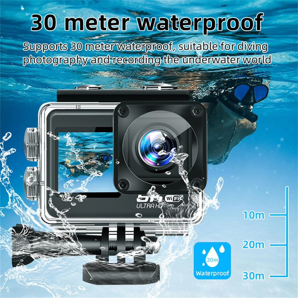 F303AATR 5K Ultra HD Dual Screen Sports Camera EIS Mini Dash Cam with Waterproof Case