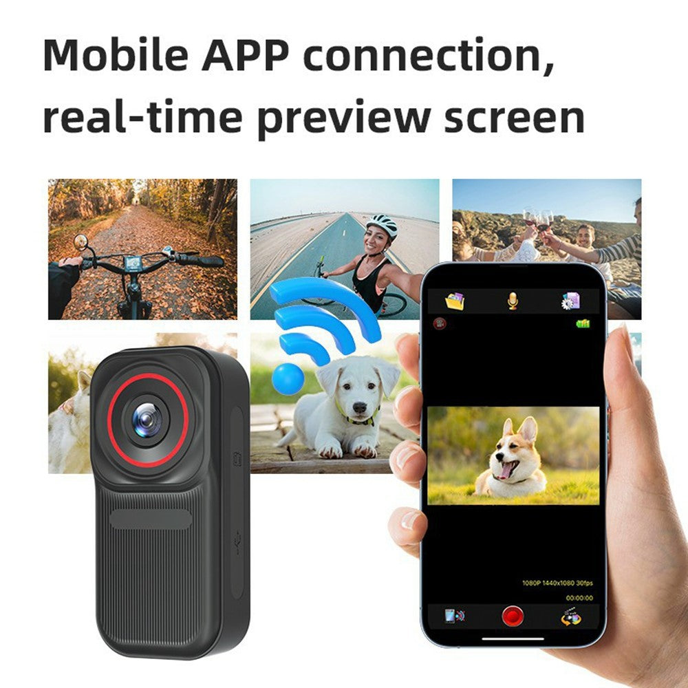 FF006 1.47 Inch HD Screen Thumb Camera with Magnetic Charging Case First Person View Vlogging Mini Camera