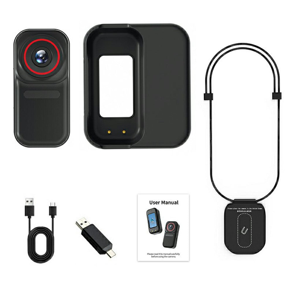 FF006 1.47 Inch HD Screen Thumb Camera with Magnetic Charging Case First Person View Vlogging Mini Camera