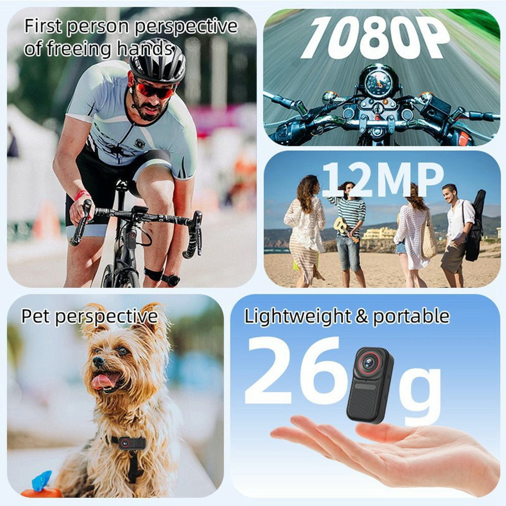 FF006 1.47 Inch HD Screen Thumb Camera with Magnetic Charging Case First Person View Vlogging Mini Camera