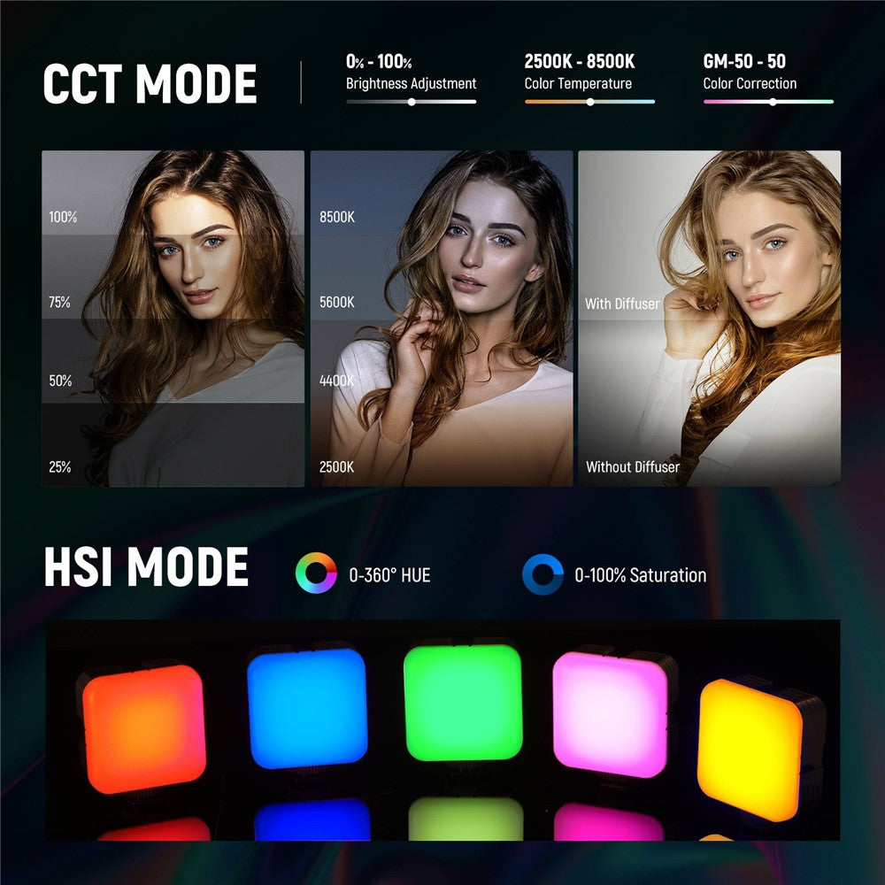 NEEWER RGB62 Magnetic RGB Video Light 360 Degree Full Color LED Camera Light