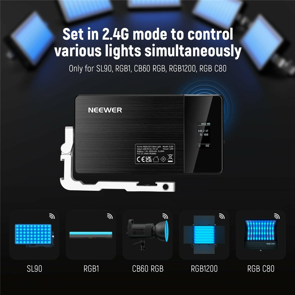 NEEWER SL90 Aluminum Alloy RGB Panel Video Light 18 Light Scenes Camera Light for YouTube TikTok
