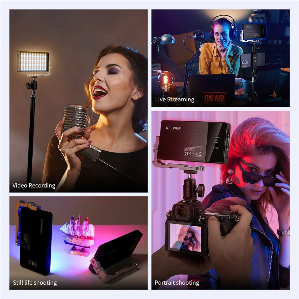 NEEWER SL90 Aluminum Alloy RGB Panel Video Light 18 Light Scenes Camera Light for YouTube TikTok