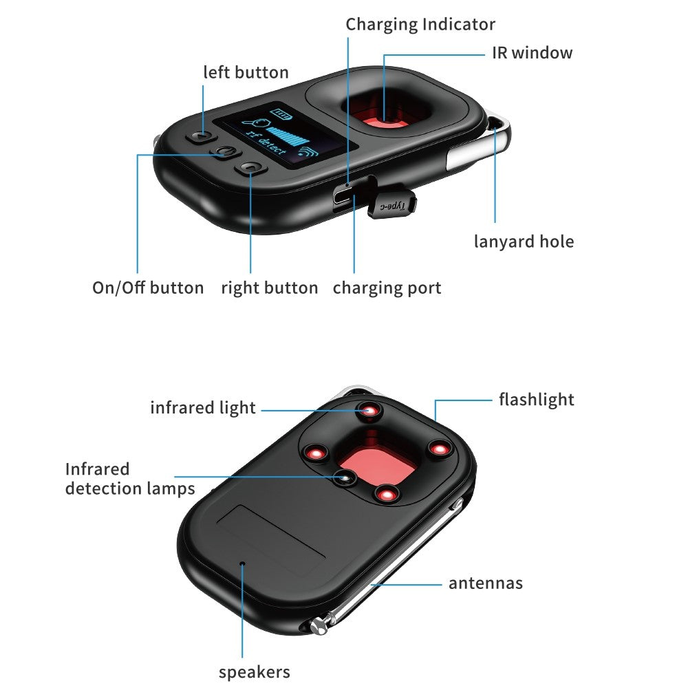 T30 Hidden Camera Detector Magnetic GPS Eavesdrop Detector Infrared Camera Finder