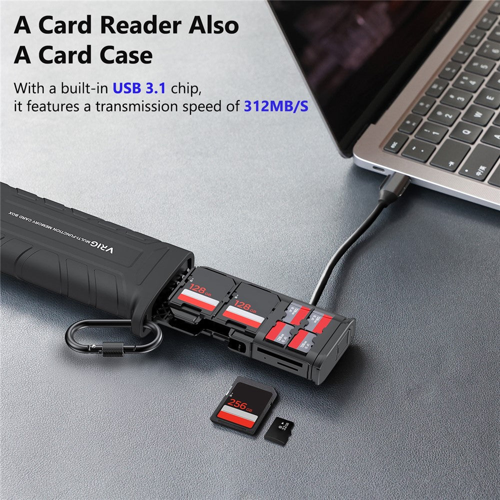 High-Speed Card Reader Portable Storage Box for SD / TF Cards Action Camera Phone Tablet Data Transfer