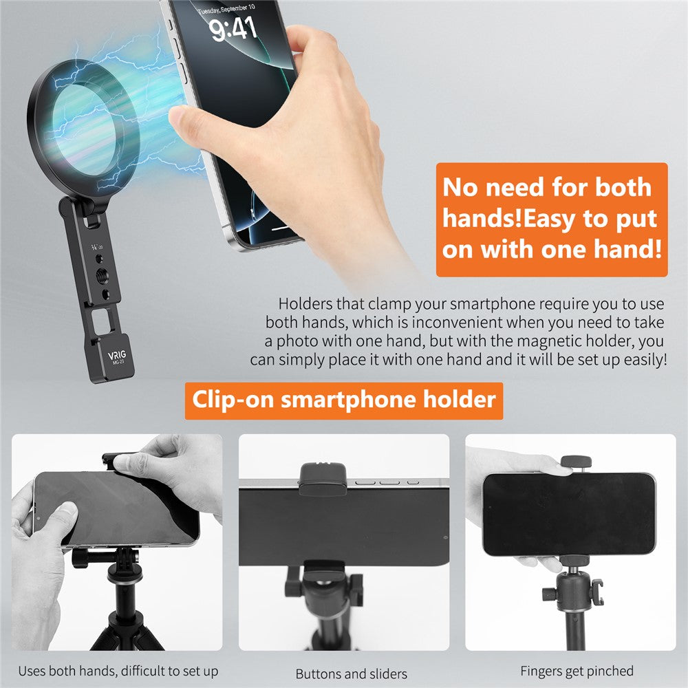 VRIG MG-26 Compatible with MagSafe Magnetic Portable Stand Foldable Aluminum Alloy Mount