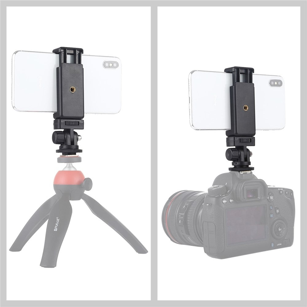 PULUZ PU417 1 / 4 Screw Hole Tripod Cold Shoe Mount Gimbal with Phone Clamp