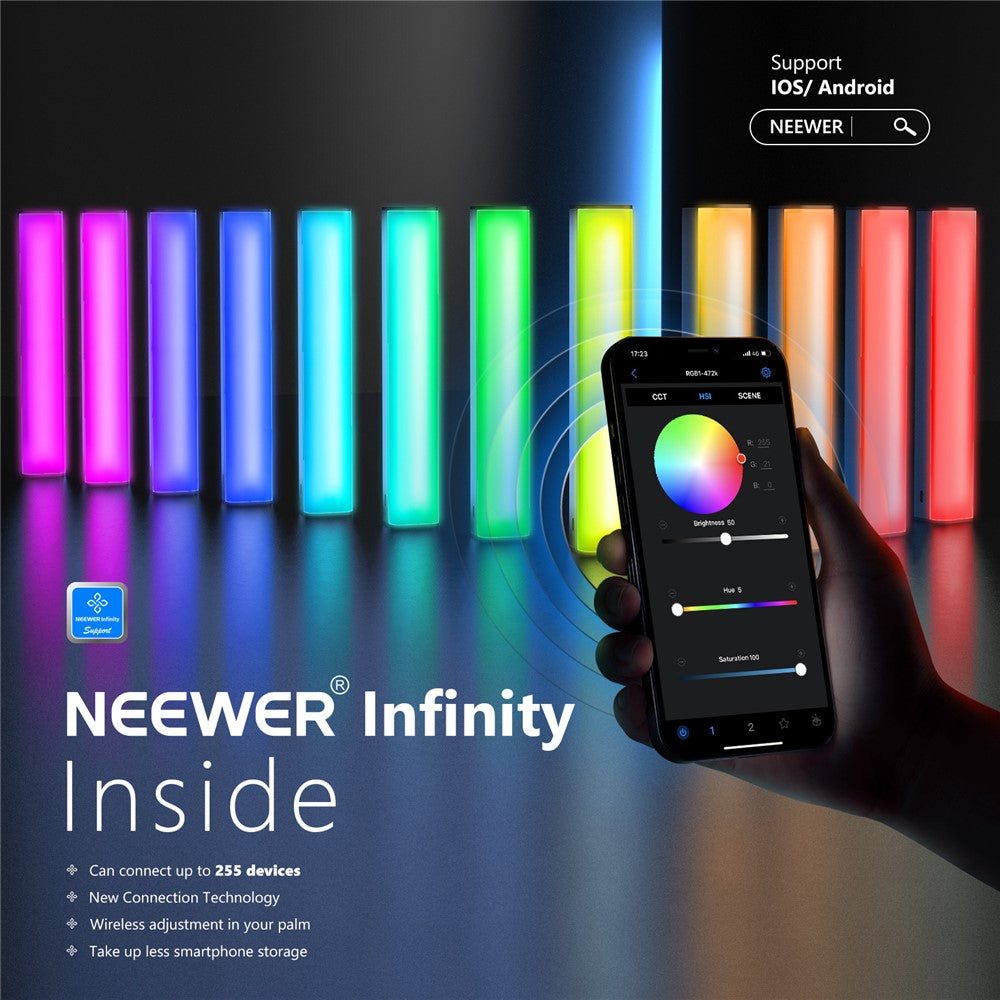 NEEWER N-46 RGB LED Video Light Stick Touch Bar Lamp APP Control Magnetic Handheld Photography Light