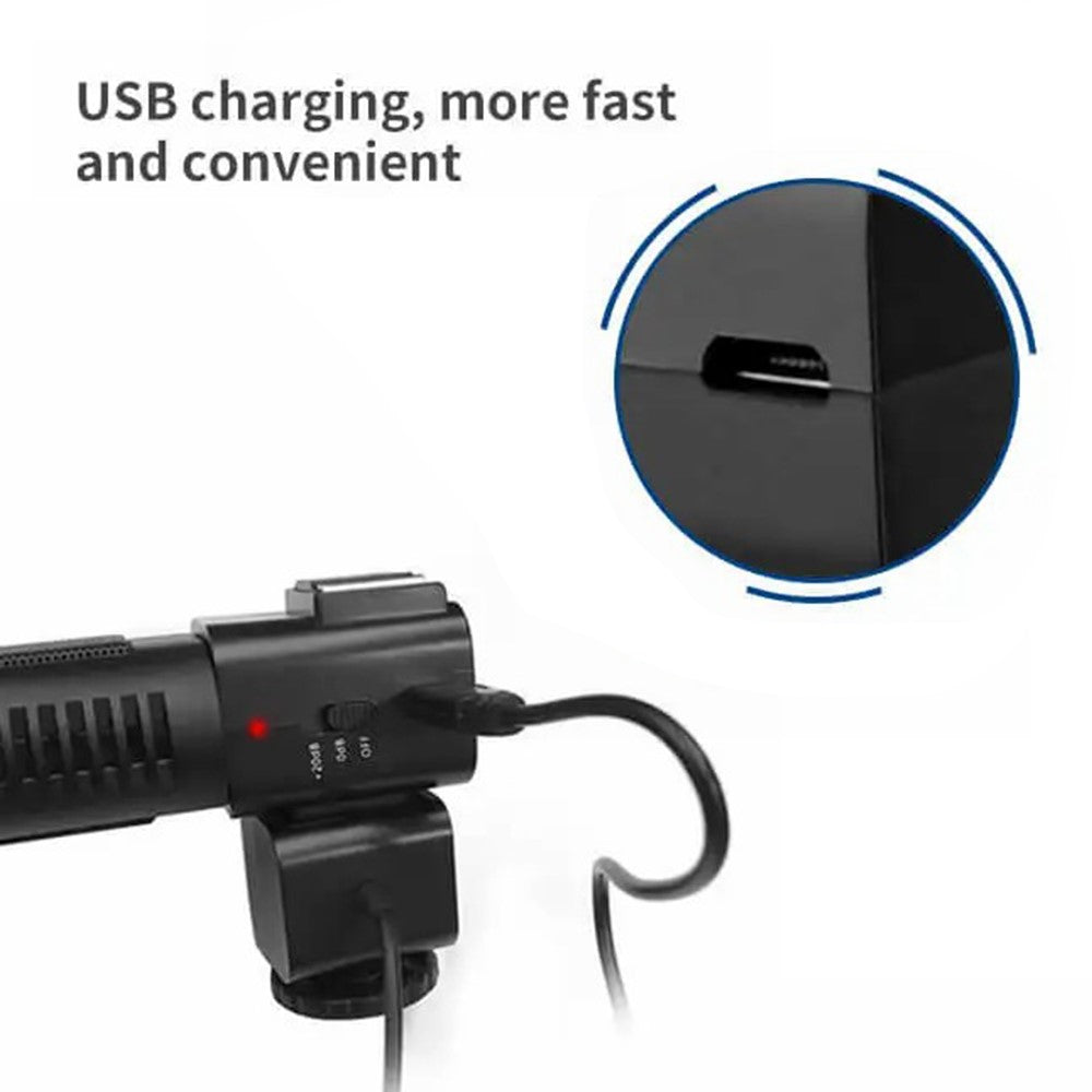 ORDRO CM530 Video Recording Microphone 3.5mm Stereo Plug Noise Reduction Mic for Camera