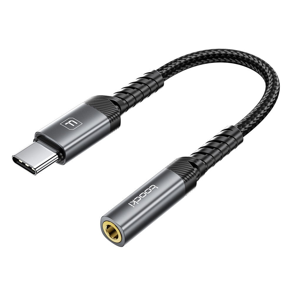 TOOCKI TQ-YP09A 0,12 m USB-C-hanstik til 3,5 mm-hunstik-lydadapterkabel med HiFi DAC-chip, Aux-kabel til hovedtelefoner
