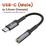 TOOCKI TQ-YP09A 0,12 m USB-C-hanstik til 3,5 mm-hunstik-lydadapterkabel med HiFi DAC-chip, Aux-kabel til hovedtelefoner
