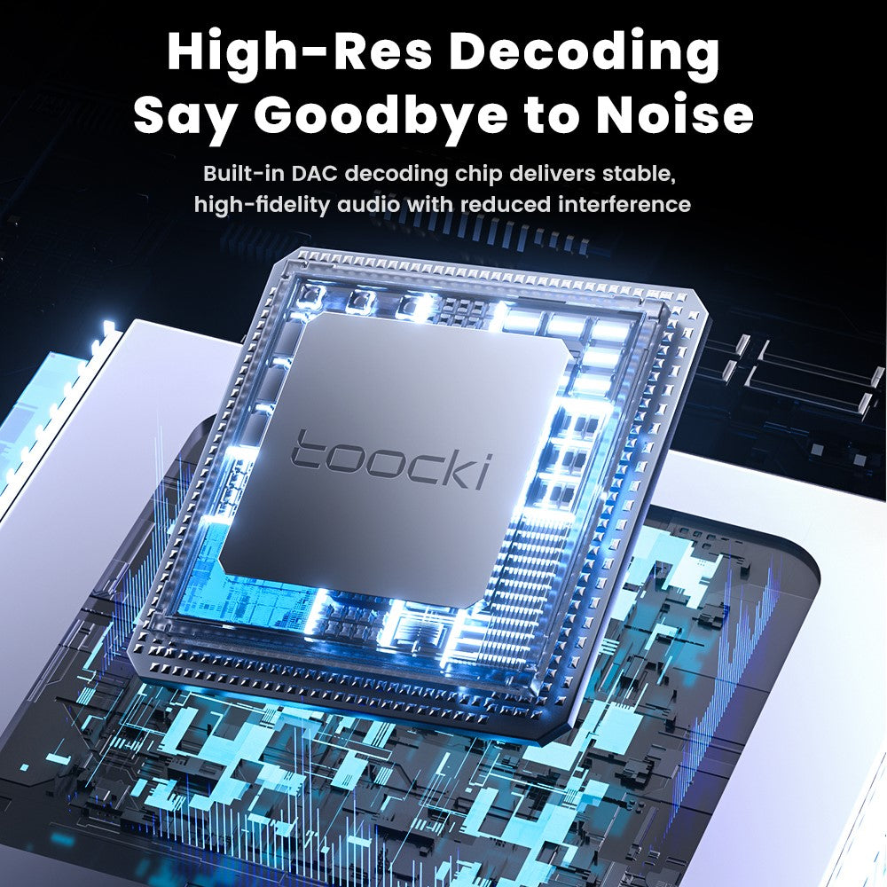 TOOCKI TQ-YP09A 0,12 m USB-C-hanstik til 3,5 mm-hunstik-lydadapterkabel med HiFi DAC-chip, Aux-kabel til hovedtelefoner