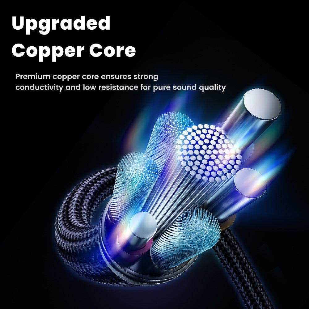 TOOCKI TQ-YP09A 0,12 m USB-C-hanstik til 3,5 mm-hunstik-lydadapterkabel med HiFi DAC-chip, Aux-kabel til hovedtelefoner