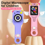 HY-F1 Cartoon Design 2.0 Inch Handheld Microscope Camera 500X Magnification Video Recorder for Kids, Style B