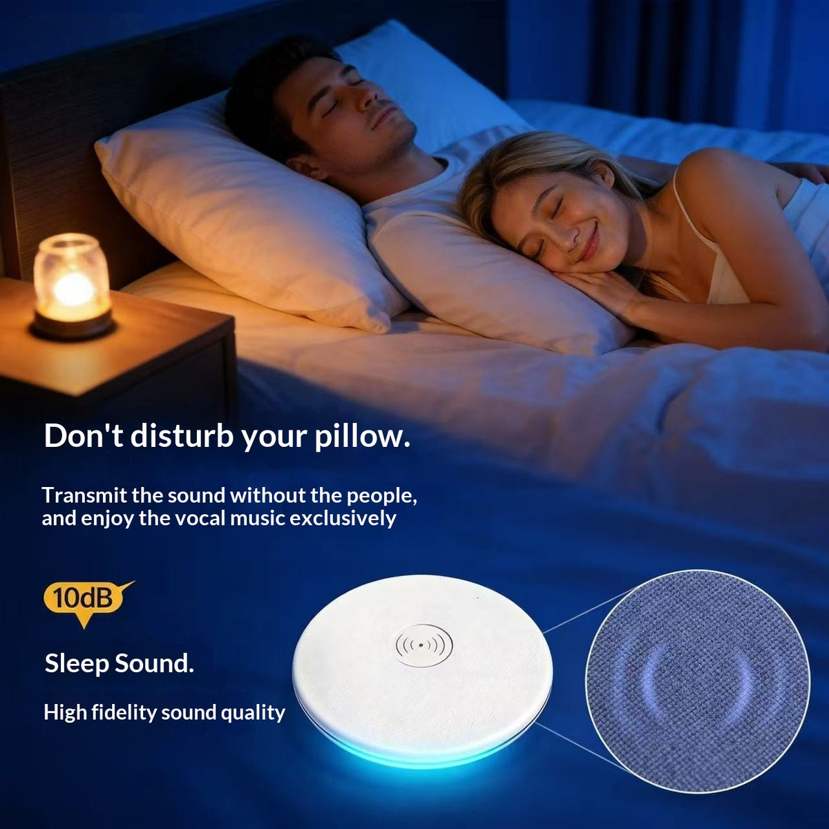 Under Pillow Speaker Ultra Thin HiFi Sound Bone Conduction Bluetooth-compatible Speaker for Sleep Aid