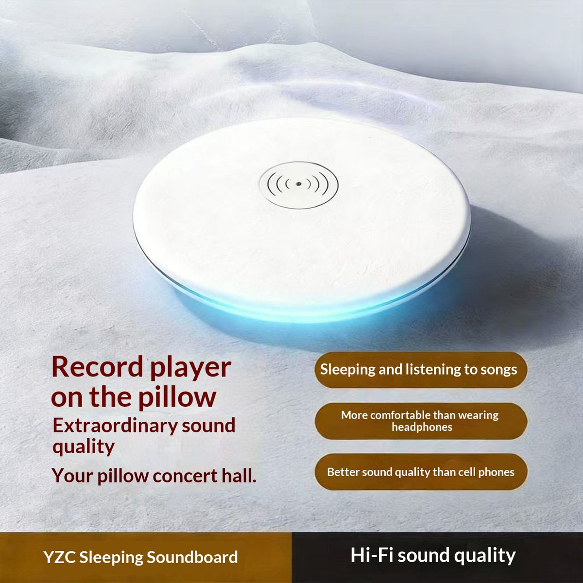 Under Pillow Speaker Ultra Thin HiFi Sound Bone Conduction Bluetooth-compatible Speaker for Sleep Aid